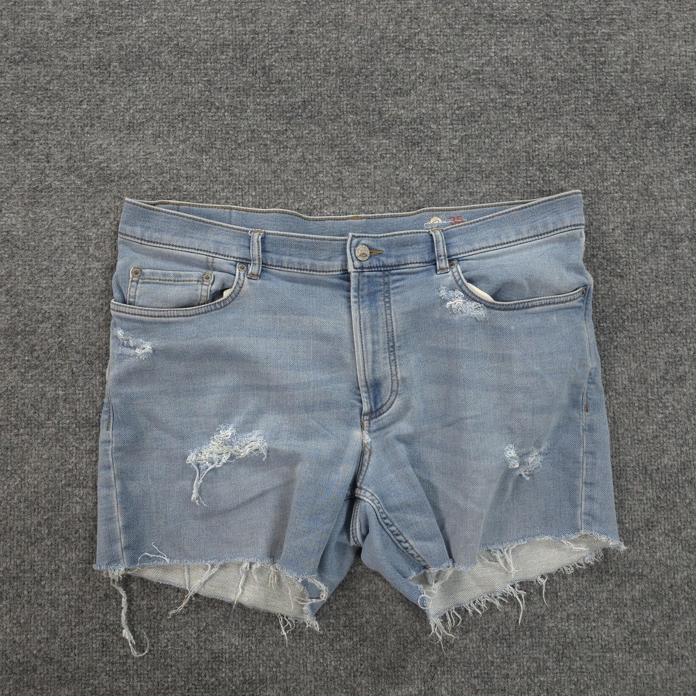 Faherty‎ Shorts Mens 35 Blue Denim Stretch Terry 5 Pocket Cutoff Summer Casual